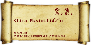 Klima Maximilián névjegykártya